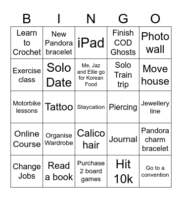 Bee's 2025 Bingo Card