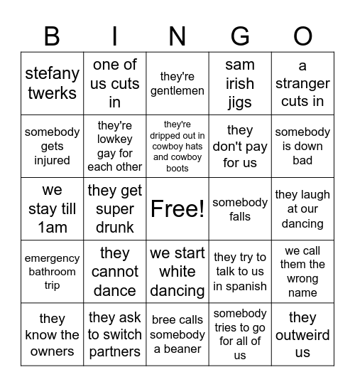 3MAN BINGO Card