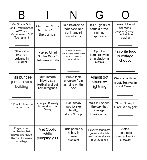 Sales Org Bingo Card