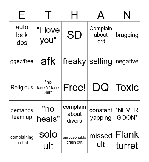 SWEMBA!!!!!!!!!!!! Bingo Card