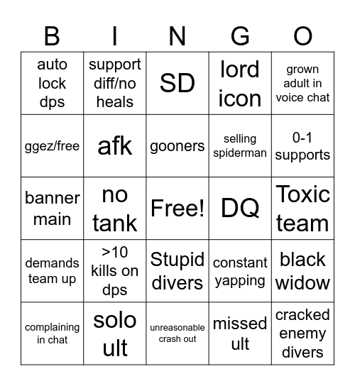 marvel rivals Bingo Card