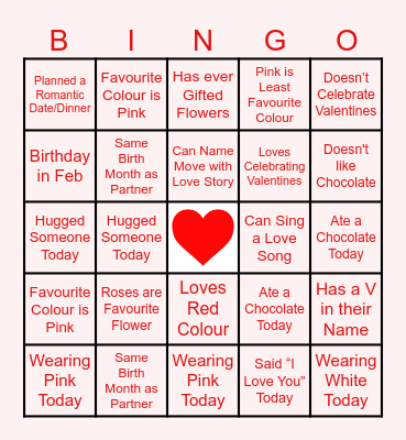 Valentine's Day Bingo Card