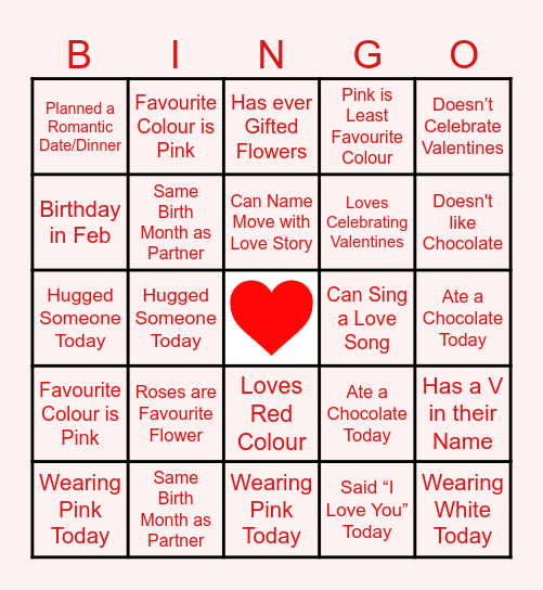 Valentine's Day Bingo Card