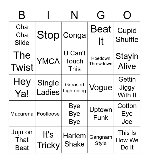 Do the Dance Bingo Card