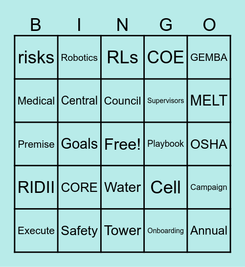 CHE&S Annual Planning Bingo Card