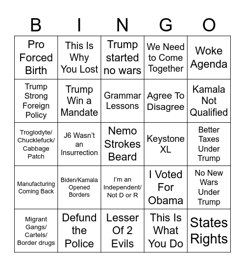 maga crashes Bingo Card