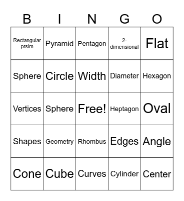 MATH-O! Bingo Card