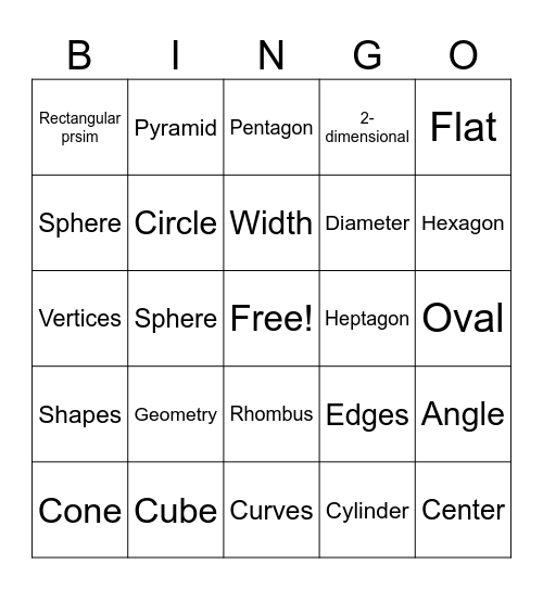 MATH-O! Bingo Card