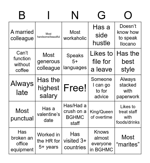 Untitled Bingo Card