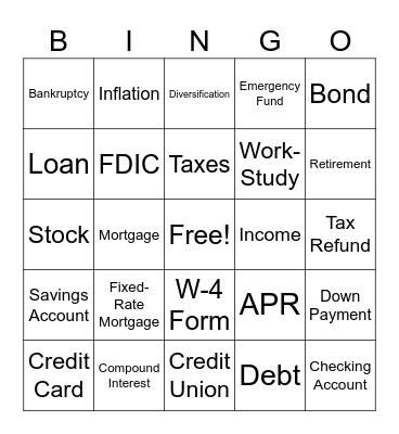 Financial Literacy BINGO Card
