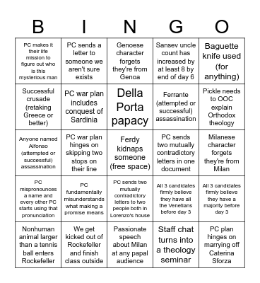 Temptemus Papam 2025 Bingo Card