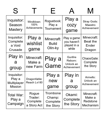 Video Game Bingo 2025 Bingo Card
