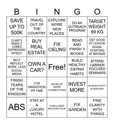 2025 GOALS Bingo Card