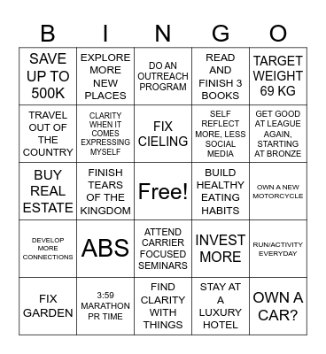 2025 GOALS Bingo Card