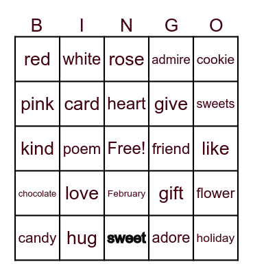 Valentine's Day BINGO Card