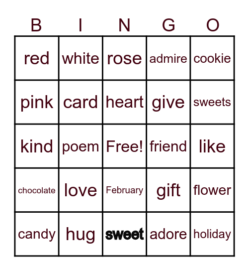 Valentine's Day BINGO Card