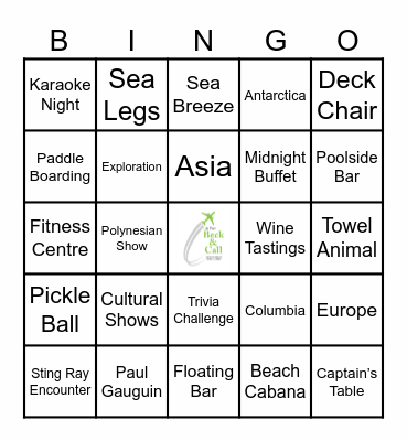 Cruise Fun Bingo Card