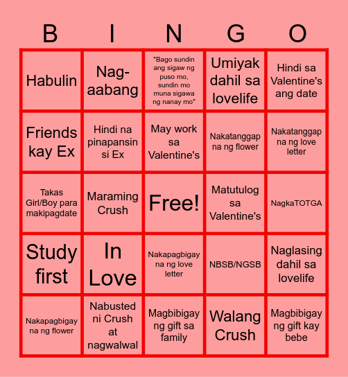 TEAM BERT VALENTINE'S Bingo Card