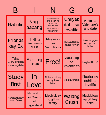 TEAM BERT VALENTINE'S DAY Bingo Card