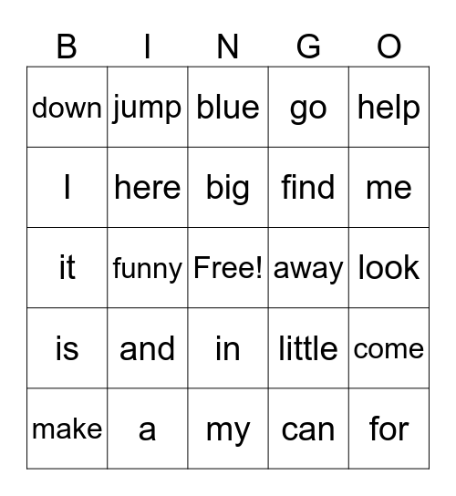 Sight Bingo step 1.1 Bingo Card