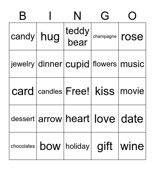 Valentine's Day Bingo Card