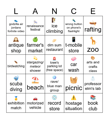 oh no! call an ambu Bingo Card