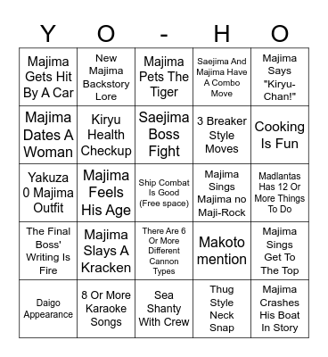 Like A Pirate In Hawii Bingo Card