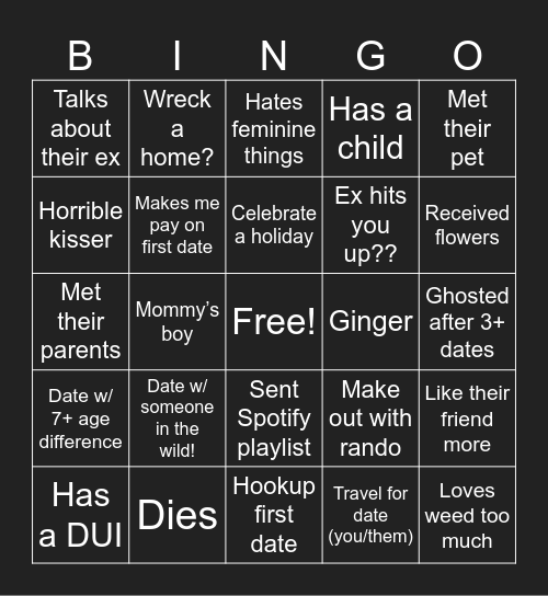 Dating 2025 BINGO Card
