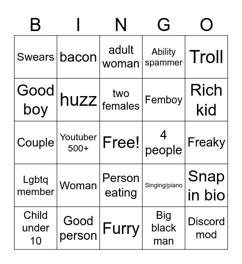Naighbors bingo Card