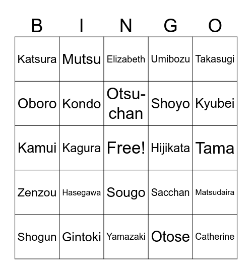 TEST Bingo Card