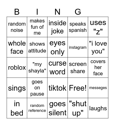 sughey Bingo Card