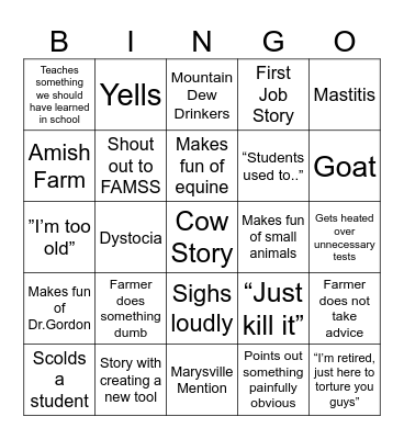 Masterson Bingo Card