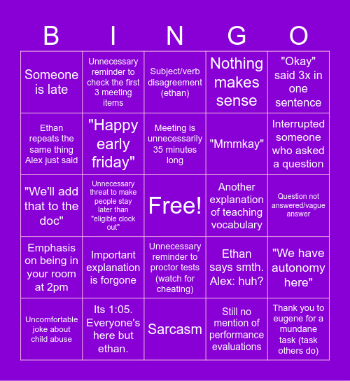 SERIOUSLY this could have been an email... Bingo Card