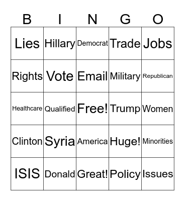 Debate Night Bingo! Bingo Card