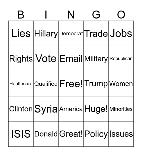 Debate Night Bingo! Bingo Card