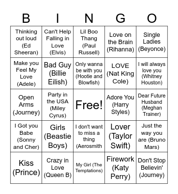 Love on the Brain BINGO Card