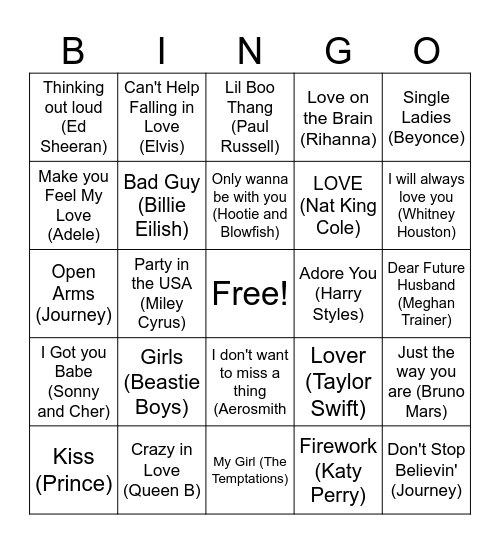 Love on the Brain BINGO Card