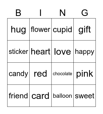 Valentine Bingo Card