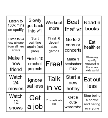 New year bingo Card