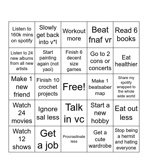 New year bingo Card