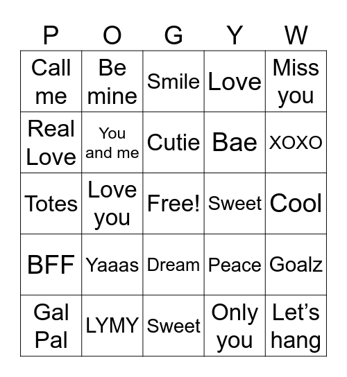 Valentine’s Day Bingo Card