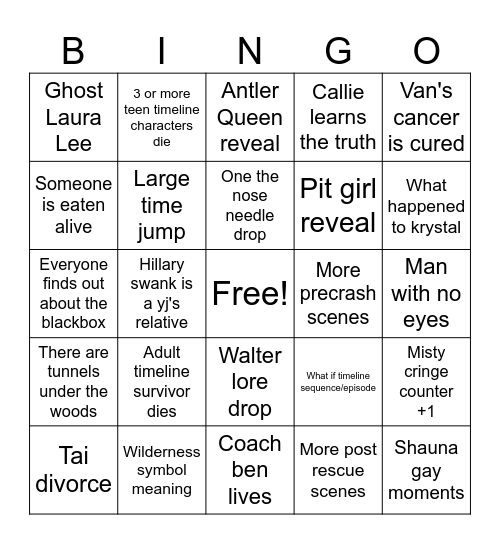 Yellowjackets S3 Bingo Card