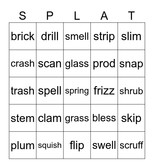 Blends SPLAT Bingo Card