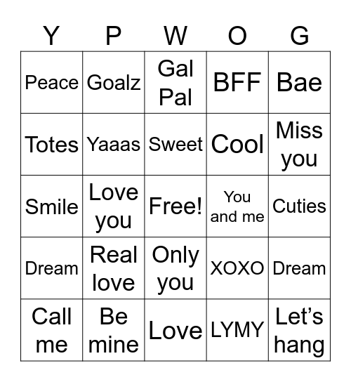 Valentine’s Day Bingo Card