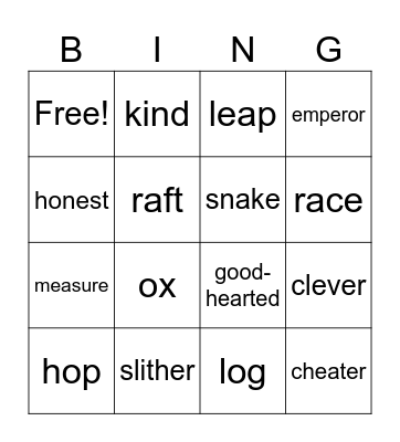 Chinese Zodiac Bingo Card