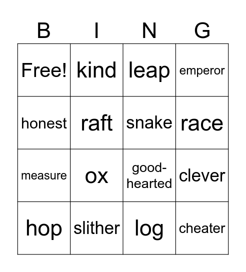 Chinese Zodiac Bingo Card