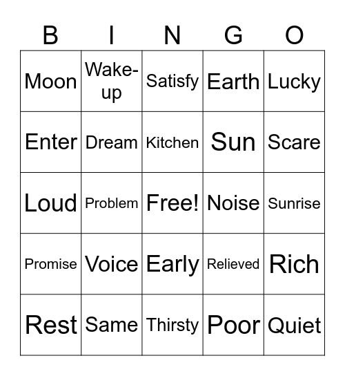 ASL 2 Unit 7 Bingo Card