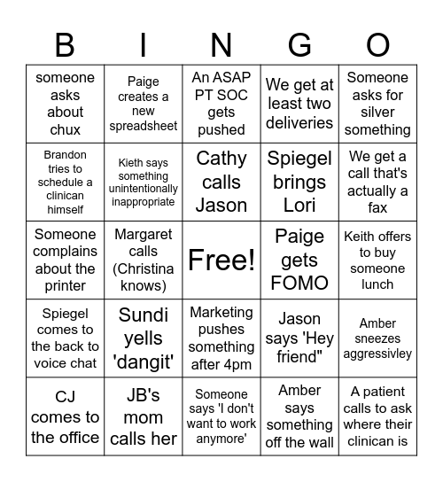 Office Bingo!! Bingo Card