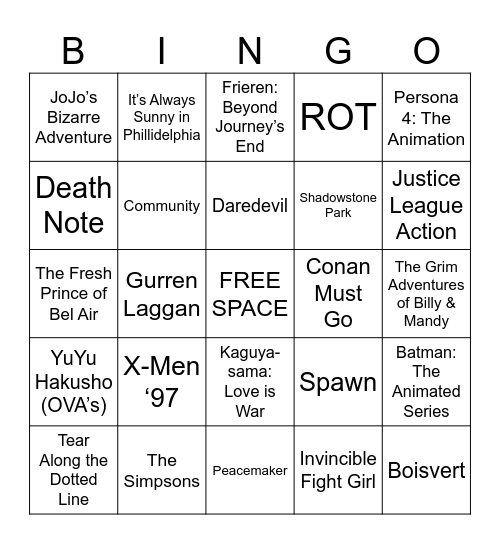 BACKLOG Bingo Card