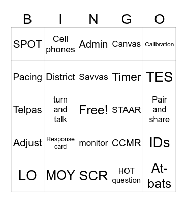 HISD PD Bingo Card